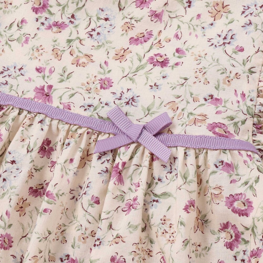 【お揃い】フリル袖 小花柄ワンピース+ブルマ 2点セットベビー(70~90cm) イエロー系 S