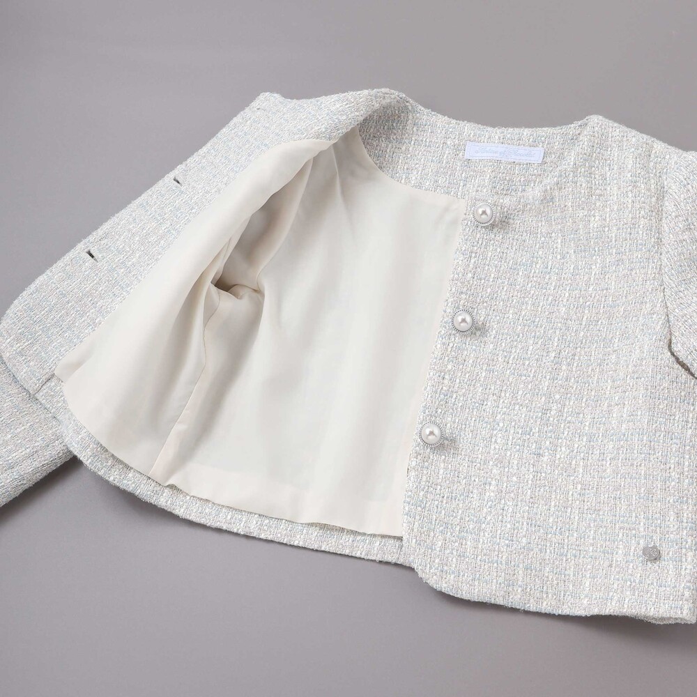 ラメ入りツイードジャケットスカートセットアップ(110~130cm) グレー系 110cm