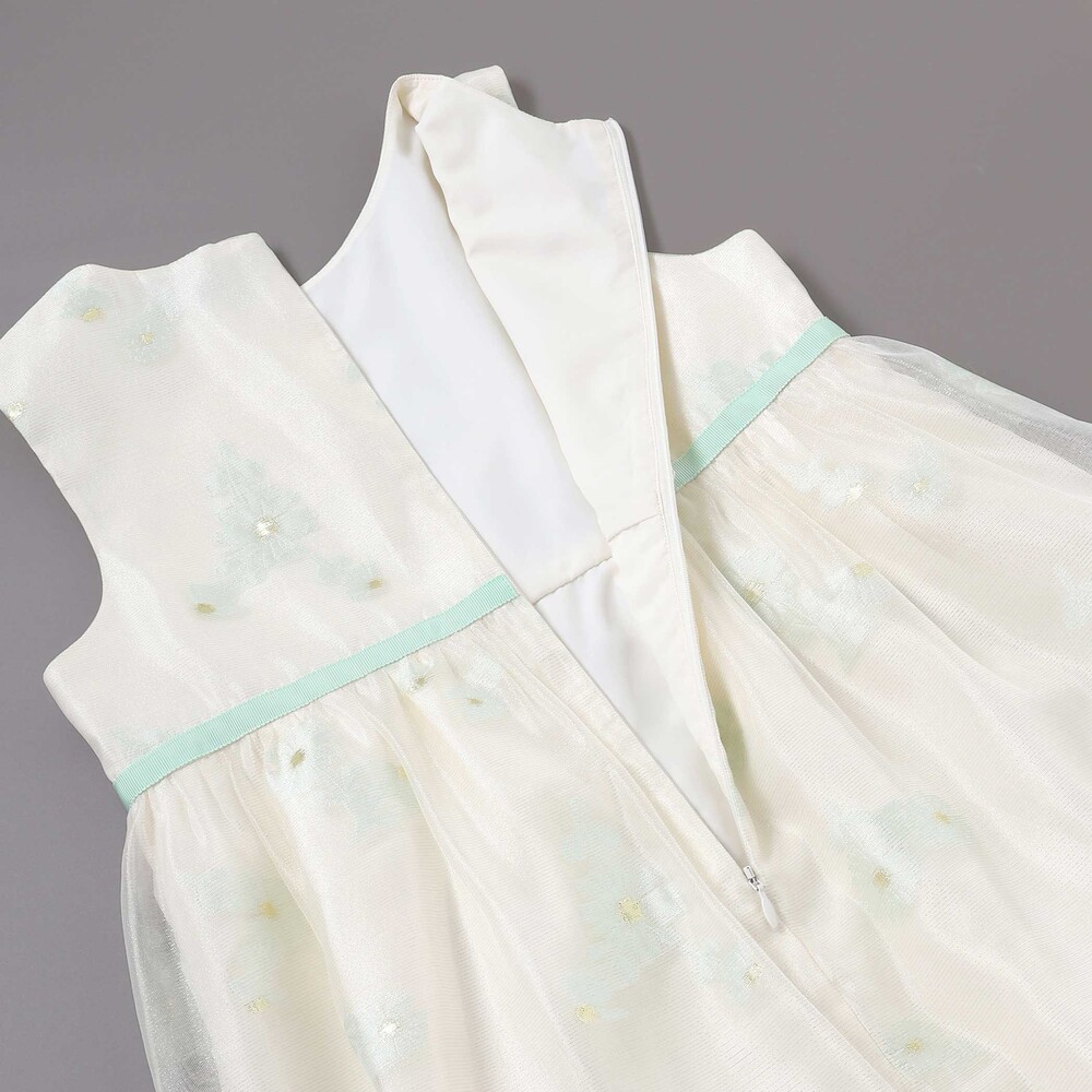 ラメオーガンジーフラワージャンパースカート(100~130cm) グリーン系 100cm