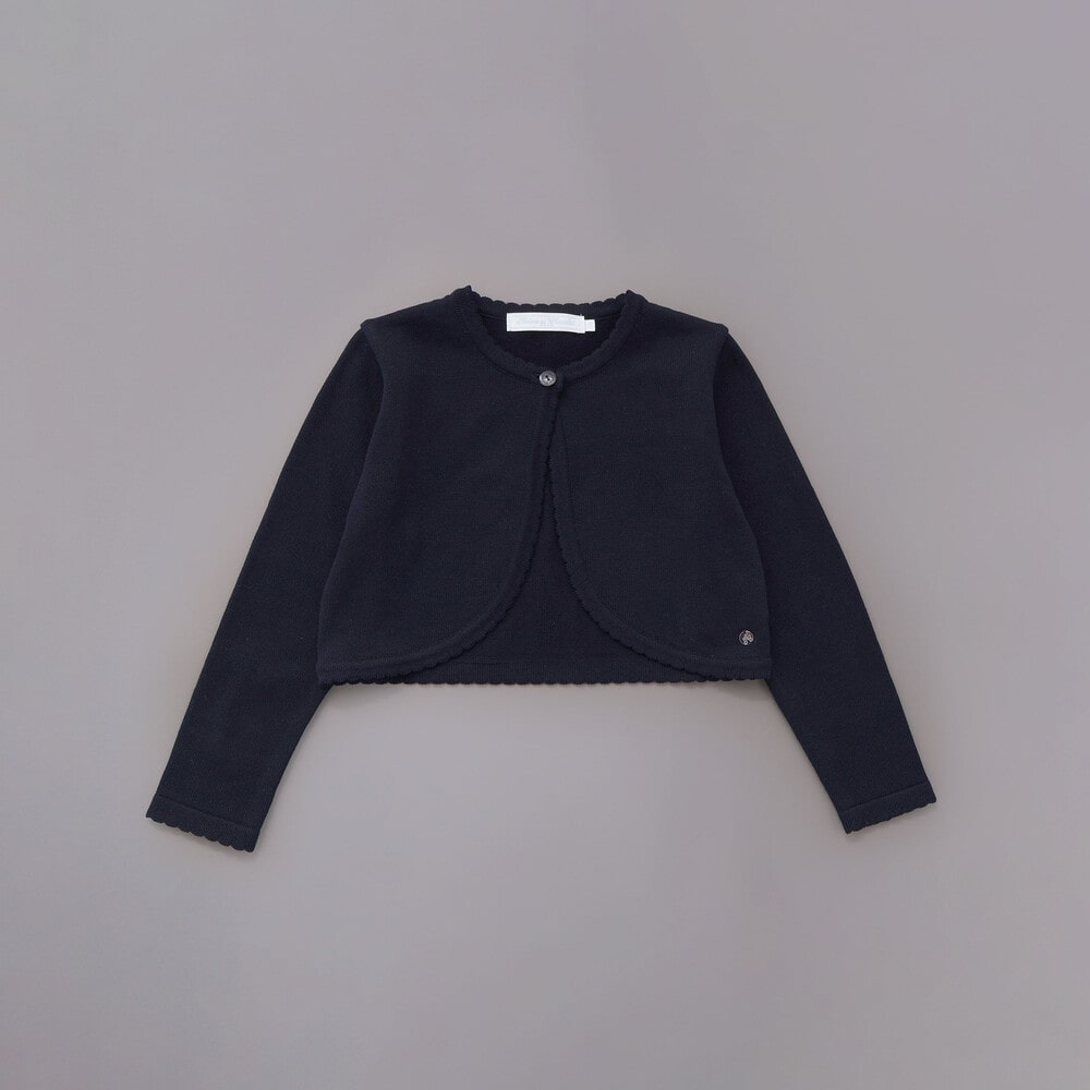 【日本製】ロゴチャーム付きニット長袖カーディガン(110~130cm) ホワイト 110cm