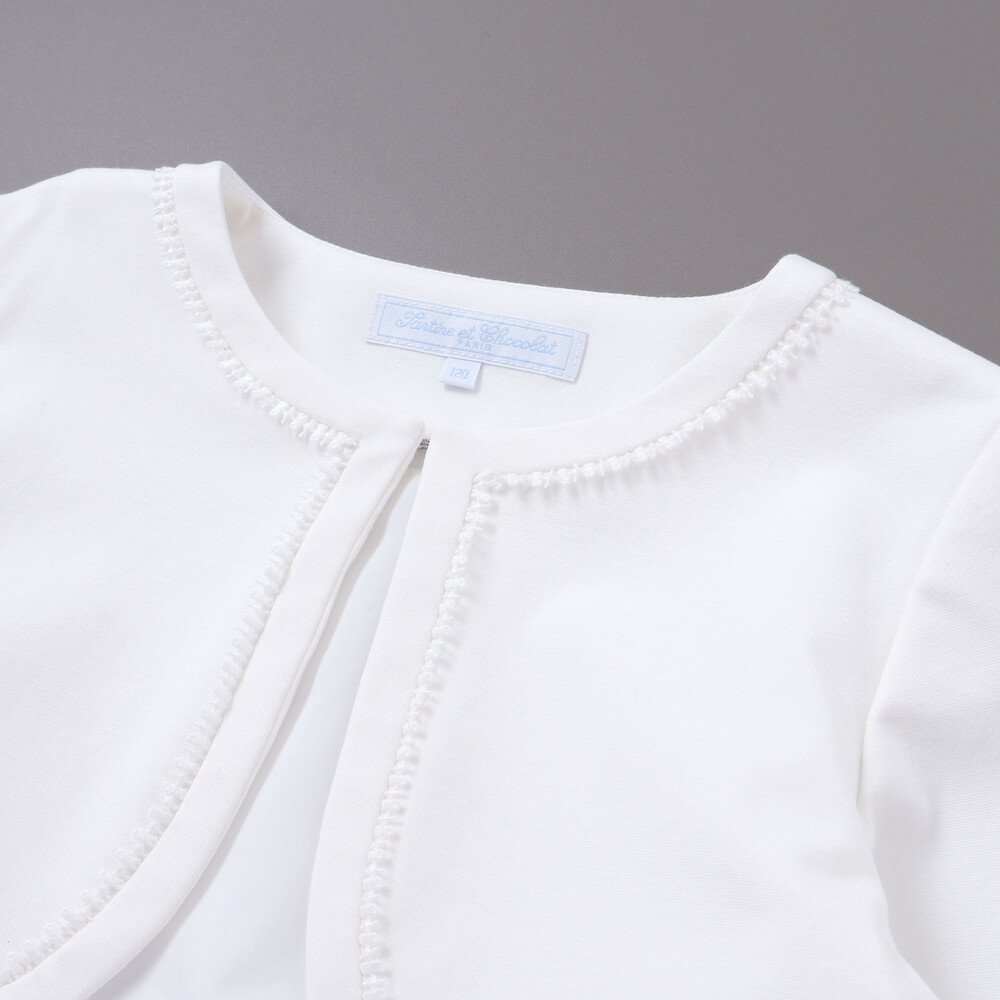 ストレッチポンチレース付きジャケット(110~130cm) ホワイト 110cm