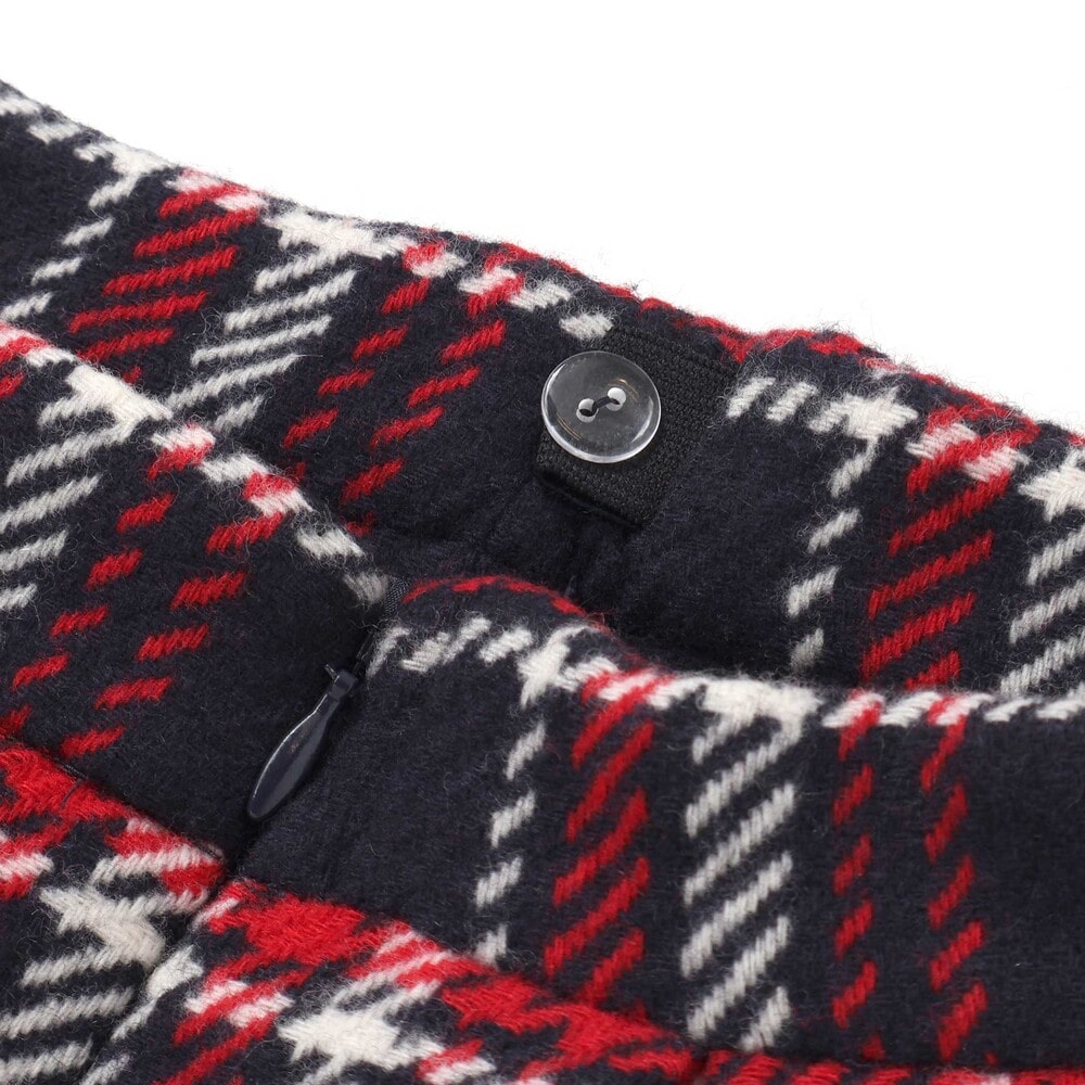 【日本製】【お揃い】ウールチェックフロントタックスカート(100~140cm) ネイビー系 100cm