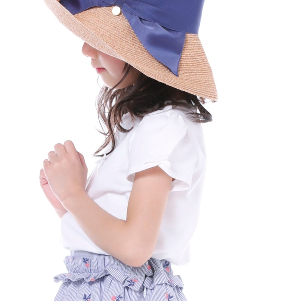 スカラップ リボン ソフト フェミニン Tシャツ (80cm~100cm) ホワイト 100cm