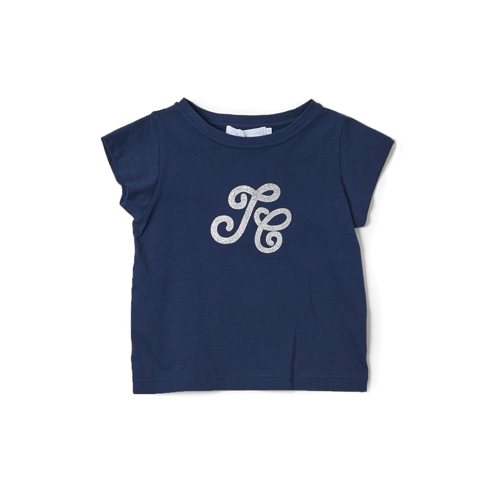 TCロゴ グリッター プリント 半袖 Tシャツ (90~140cm) ネイビー 90cm