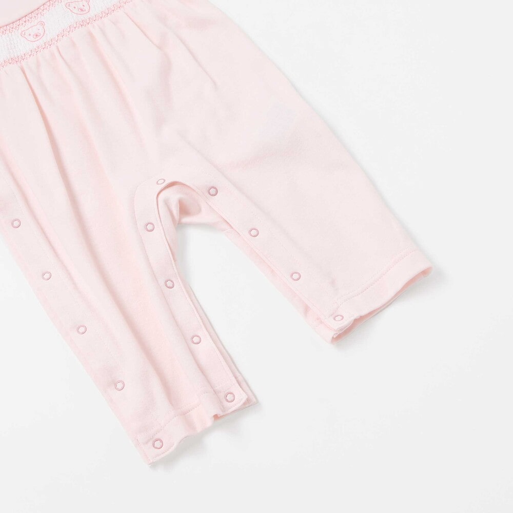 【日本製】スモッキングカバーオール&ベスト&スタイセット(70~80cm) ピンク 70cm