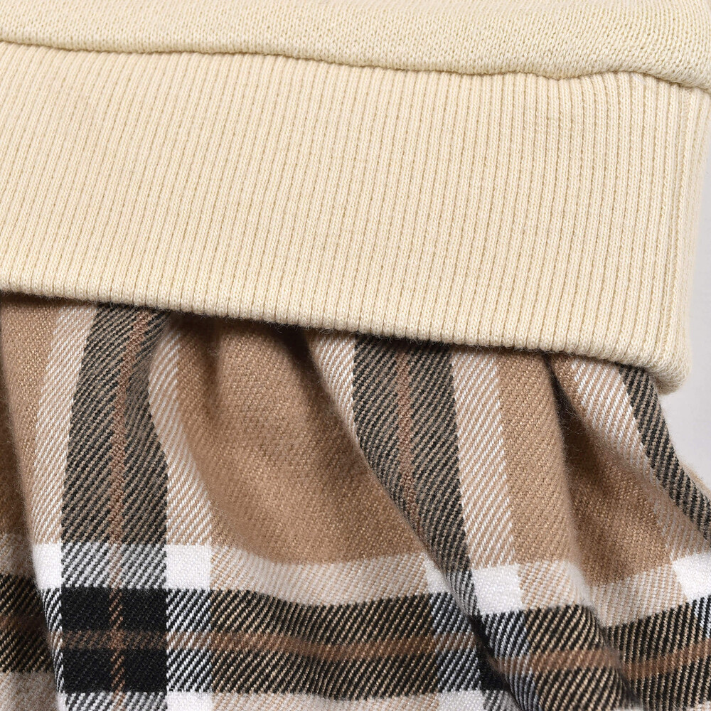 【 Disney 】 ミニーマウス チェック 柄 フェイク ワンピース (80~130cm) ベージュ 100cm