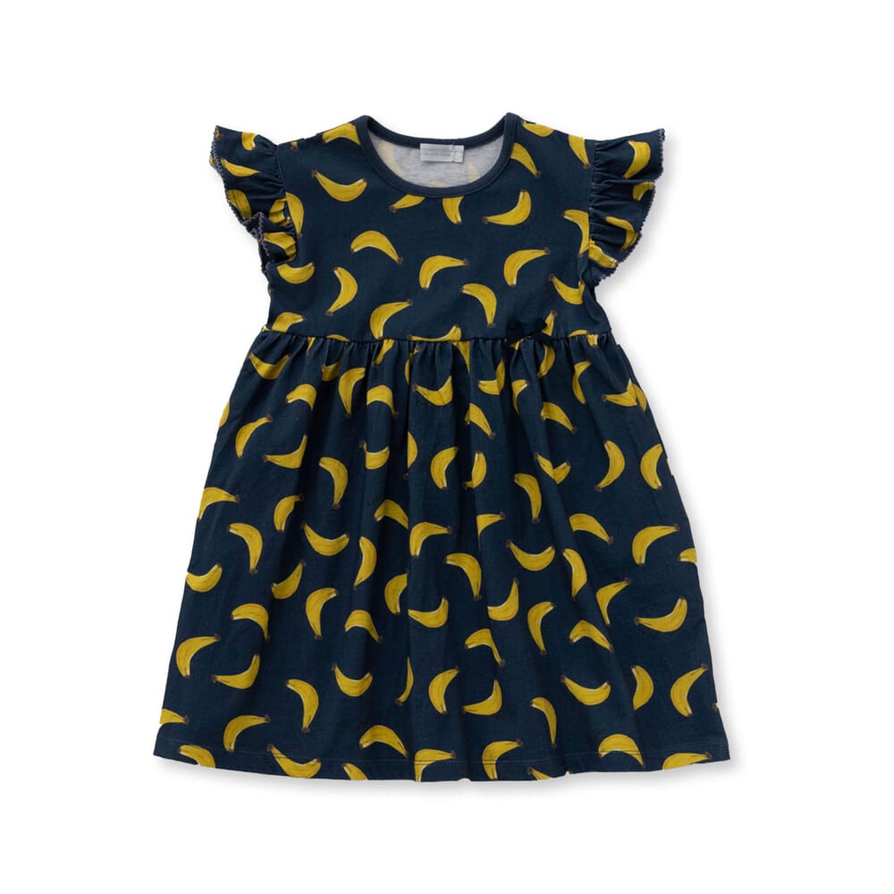 【 お揃い 】 BIG プリント レモン バナナ おそろい ワンピース (80~130cm) オフホワイト系 90cm