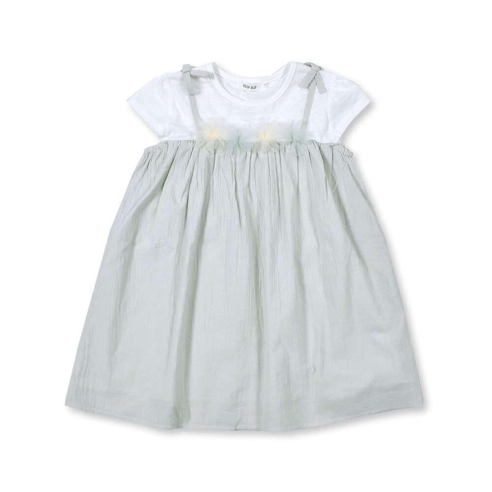 花 モチーフ チュール ドッキング キャミ ワンピース (80~130cm) ピンク 100cm