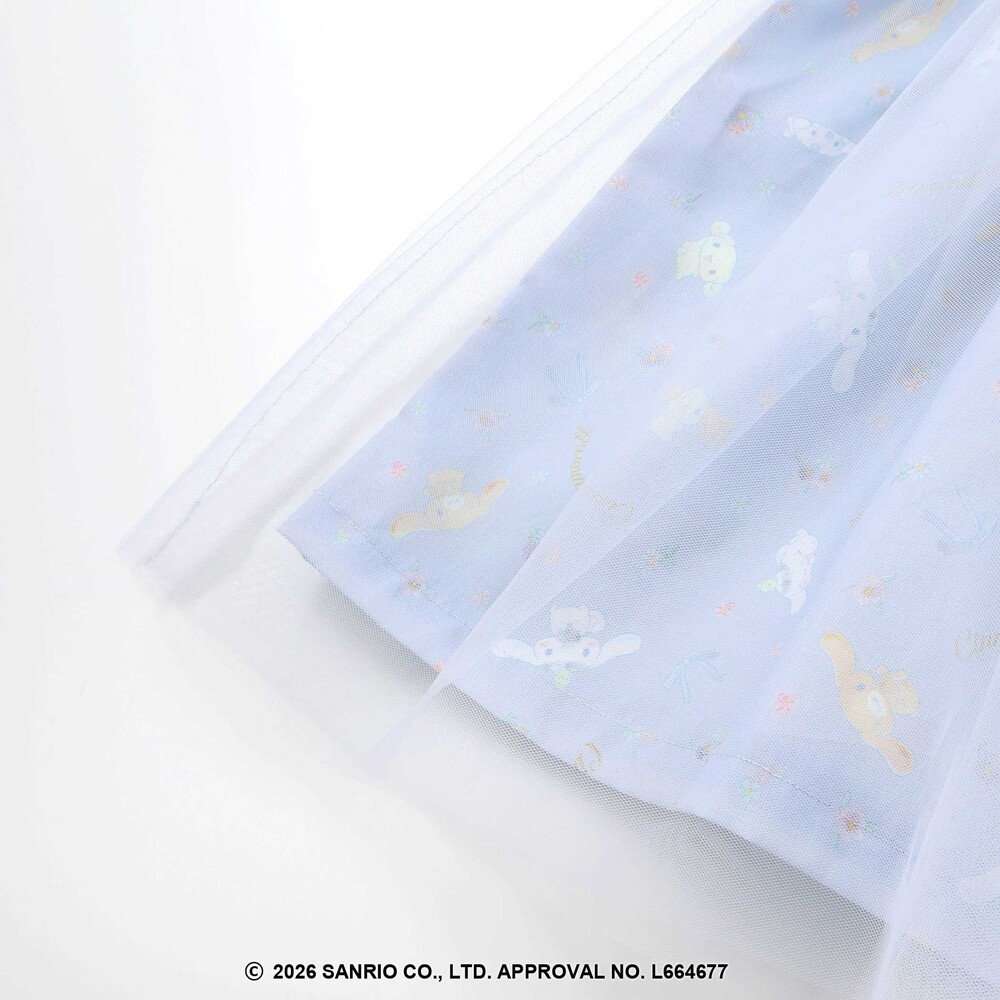 【シナモロール/ポムポムプリン×SLAPSLIP】総柄プリントふわっとチュールフレアワンピース(90~130cm) イエロー 90cm