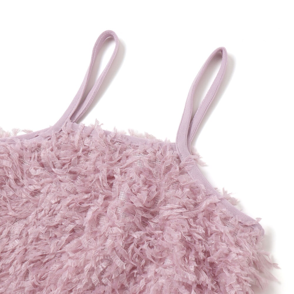 キラキラモチーフ長袖Tシャツ+ファーキャミワンピセット(90~130cm) 薄ブルー×オフホワイト 90cm