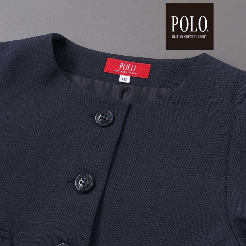 【POLO BCS(ポロ・ビーシーエス)×SLAP SLIPコラボ】袖切り替えジャケット+襟リボン付きチェックワンピース(110~130cm) ベージュ系 110cm