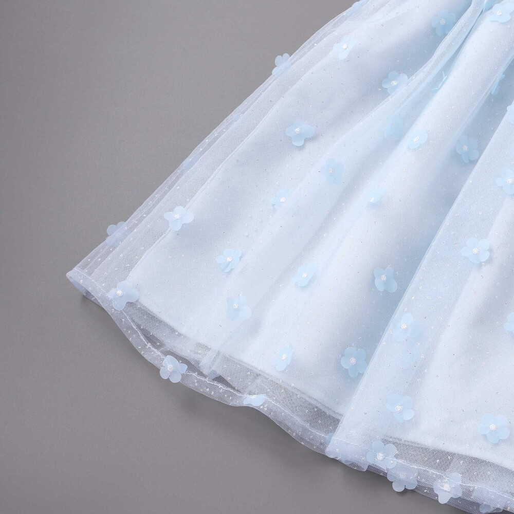 お花チュールワンピース(110~130cm) ブルー 110cm