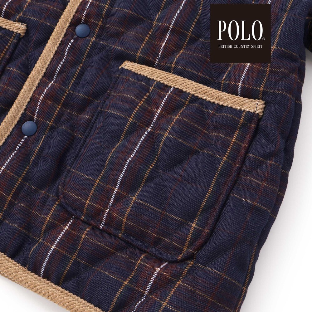 【POLO BCS(ポロ・ビーシーエス)×SLAP SLIP】フード付きキルトアウター(80~130cm) ネイビー系 80cm