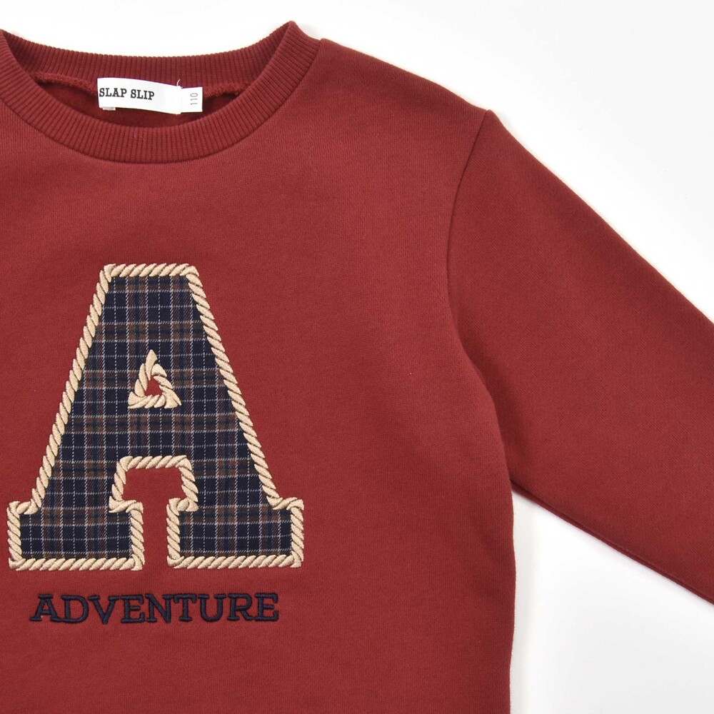 【お揃い】裏起毛チェック切り替えアルファベット刺しゅうトレーナー(80~130cm) オフホワイト 80cm