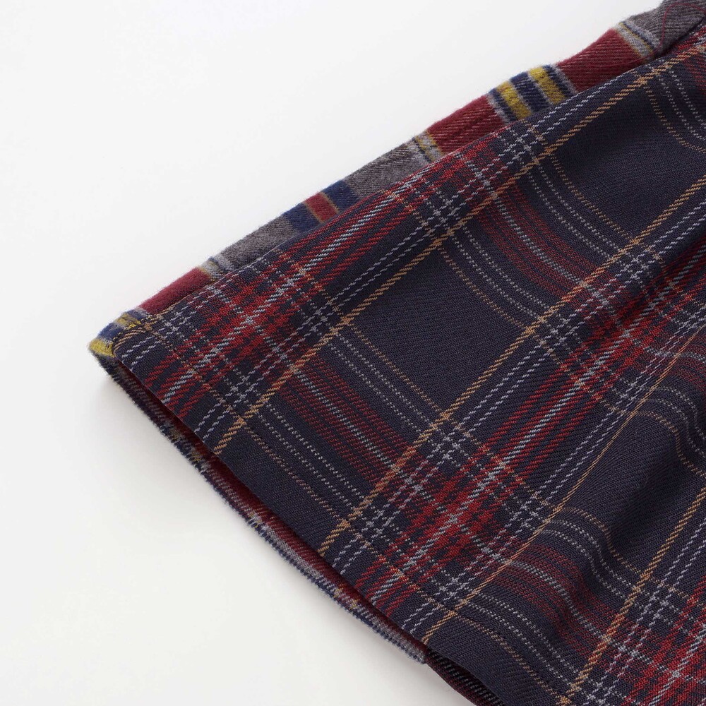 【お揃い】ハートいっぱい刺しゅうモチーフ切り替えチェックドッキングトレーナー(80~130cm) オフホワイト 80cm