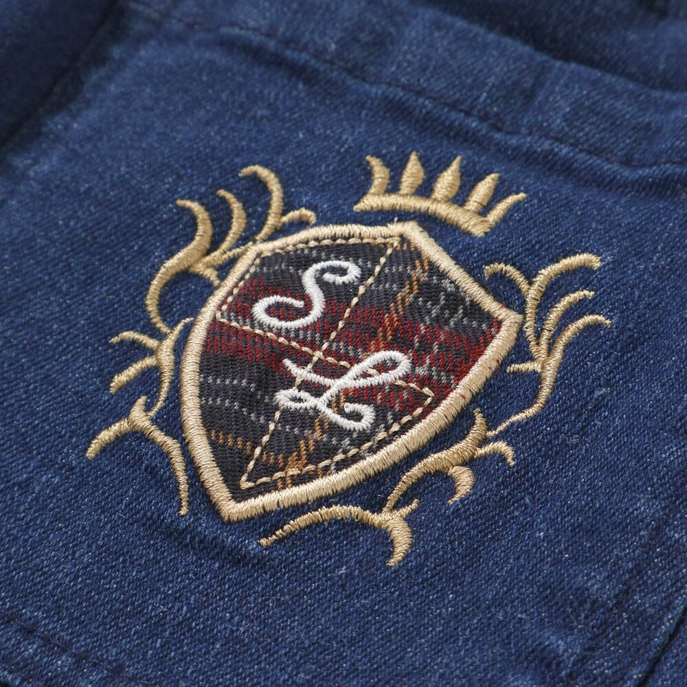 【お揃い】モコモコ裾ボアデニムボンディングパンツ(90~130cm) ブルー 90cm