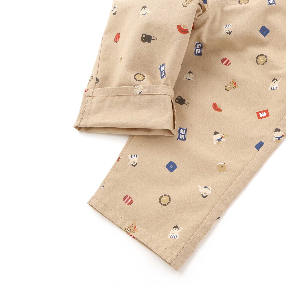 力士総柄7分丈ツイルパンツ(80~130cm) ベージュ系 80cm