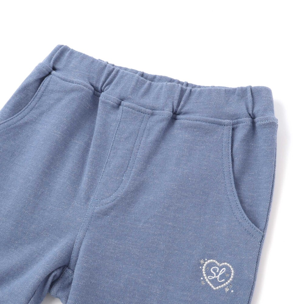 裾折り返しレース7分丈ツイルパンツ(80~120cm) パープル 80cm