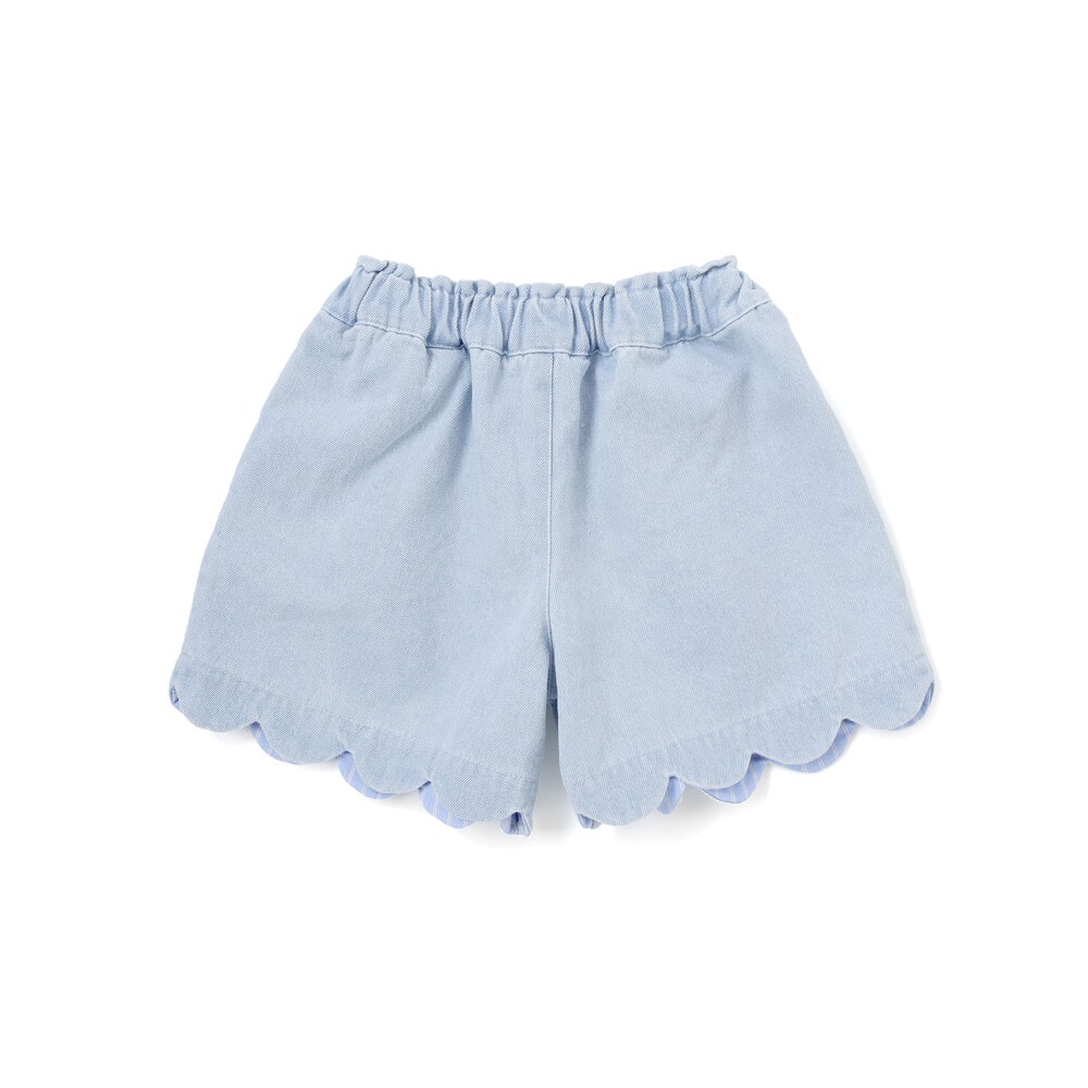 キラキラプリント裾スカラップリボン付きショートパンツ(90~130cm) ブルー 90cm