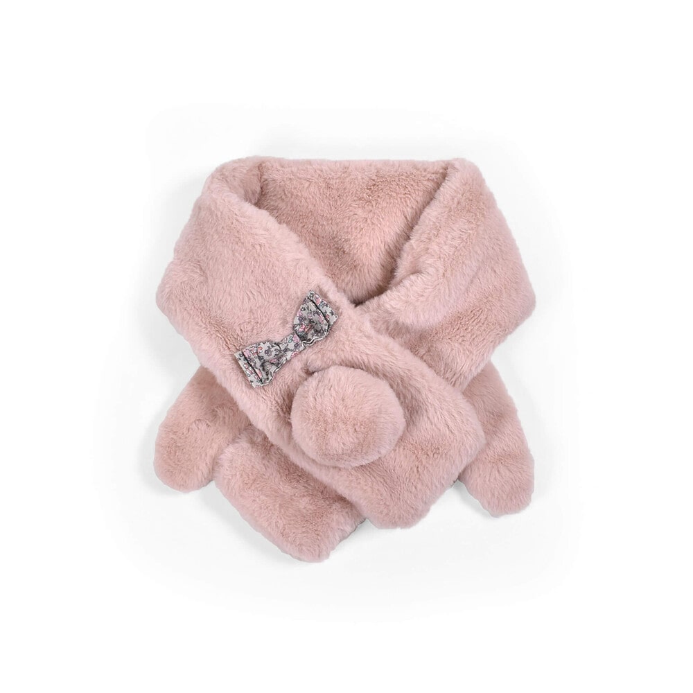 うさぎ くま ネコ アニマル ファー リボン マフラー オフホワイト ワンサイズ