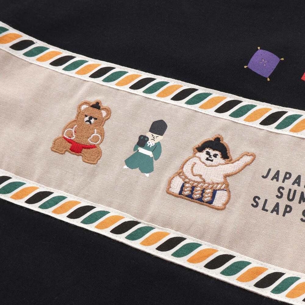 天竺シャンブレーチェック切り替え7分袖Tシャツ(80~130cm) ブラック 80cm