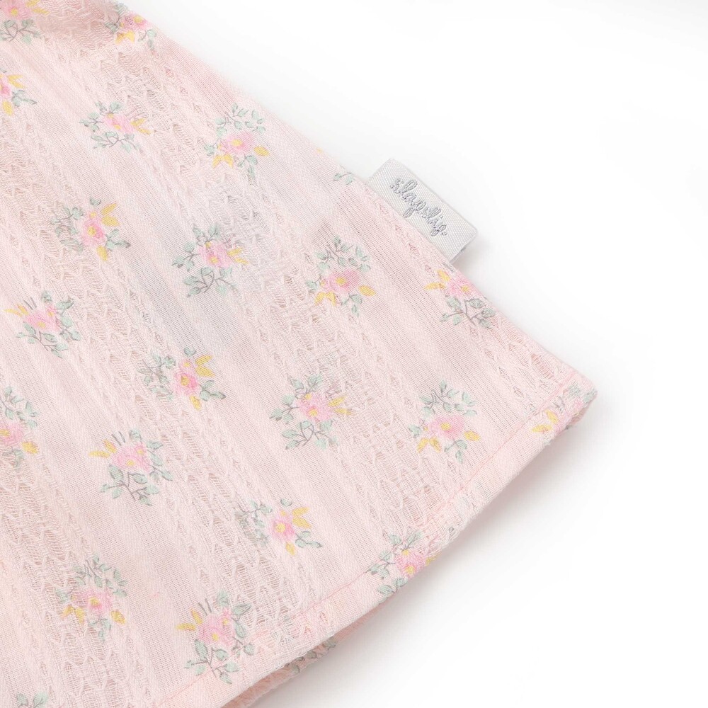 肩フリル花柄レースドッキング半袖Tシャツ(80~130cm) イエロー系 80cm