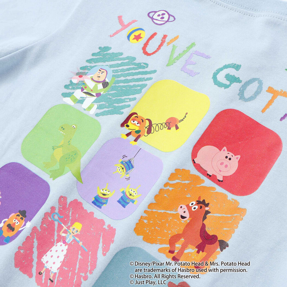 【トイ・ストーリー(Toy Story)コレクション】キャラクターワッペン&バックプリント半袖Tシャツ(80~130cm) ブルー 80cm