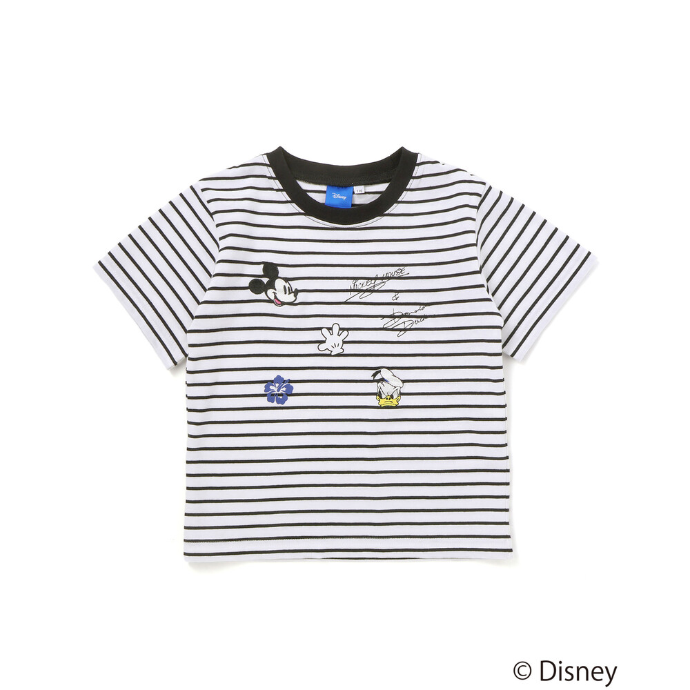【ディズニーコレクション】キャラクター刺しゅうボーダー半袖Tシャツ(80~130cm) ピンク系 80cm