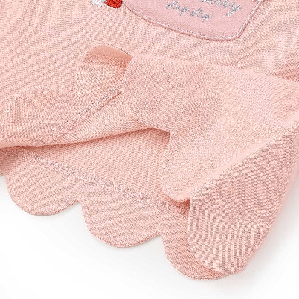 裾スカラップウサギクマネコモチーフ長袖Tシャツ(80~130cm) ブラック系 80cm