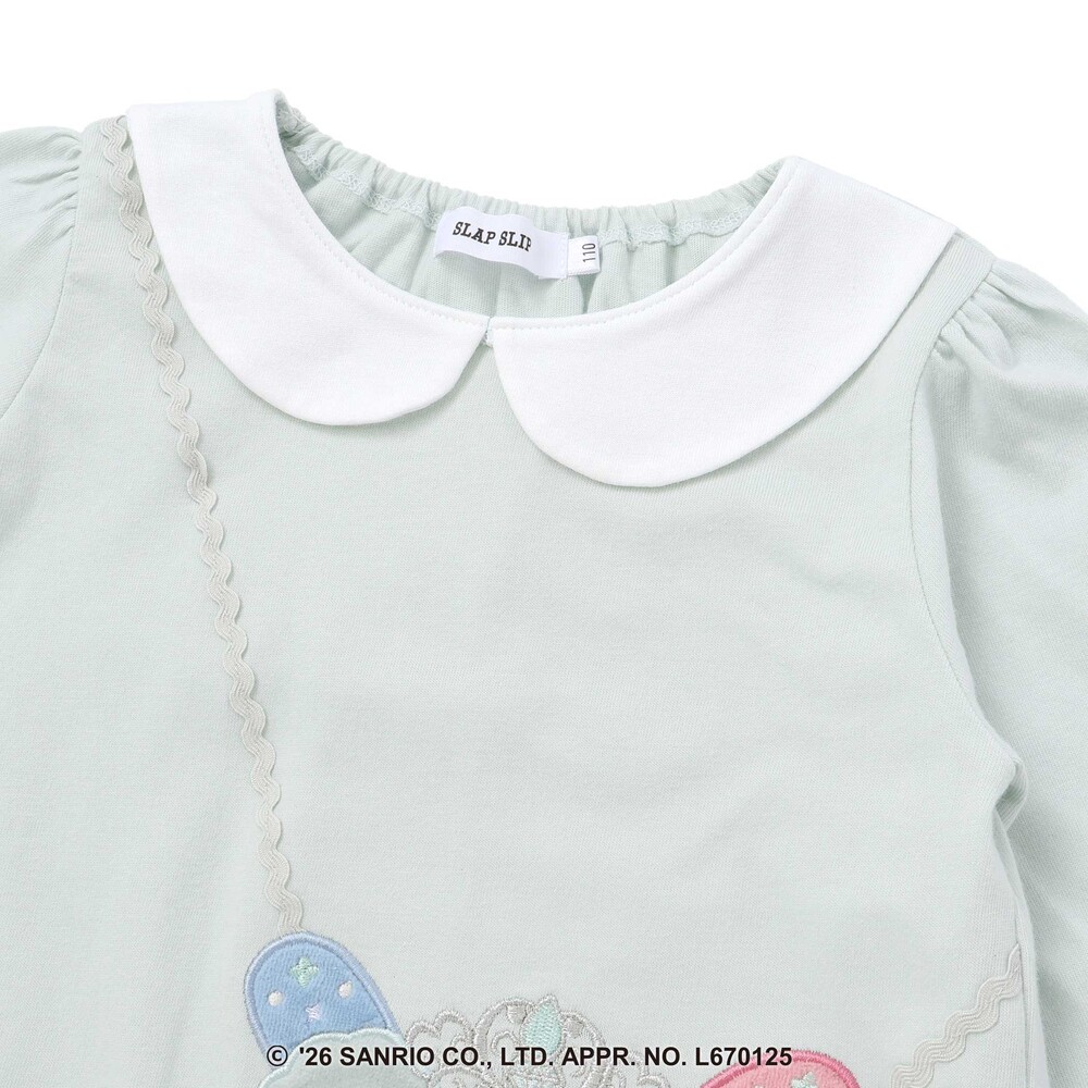 【サンリオキャラクターズxSLAPSLIP】襟付き裾フリル長袖Tシャツ(80~130cm) ピンク 80cm