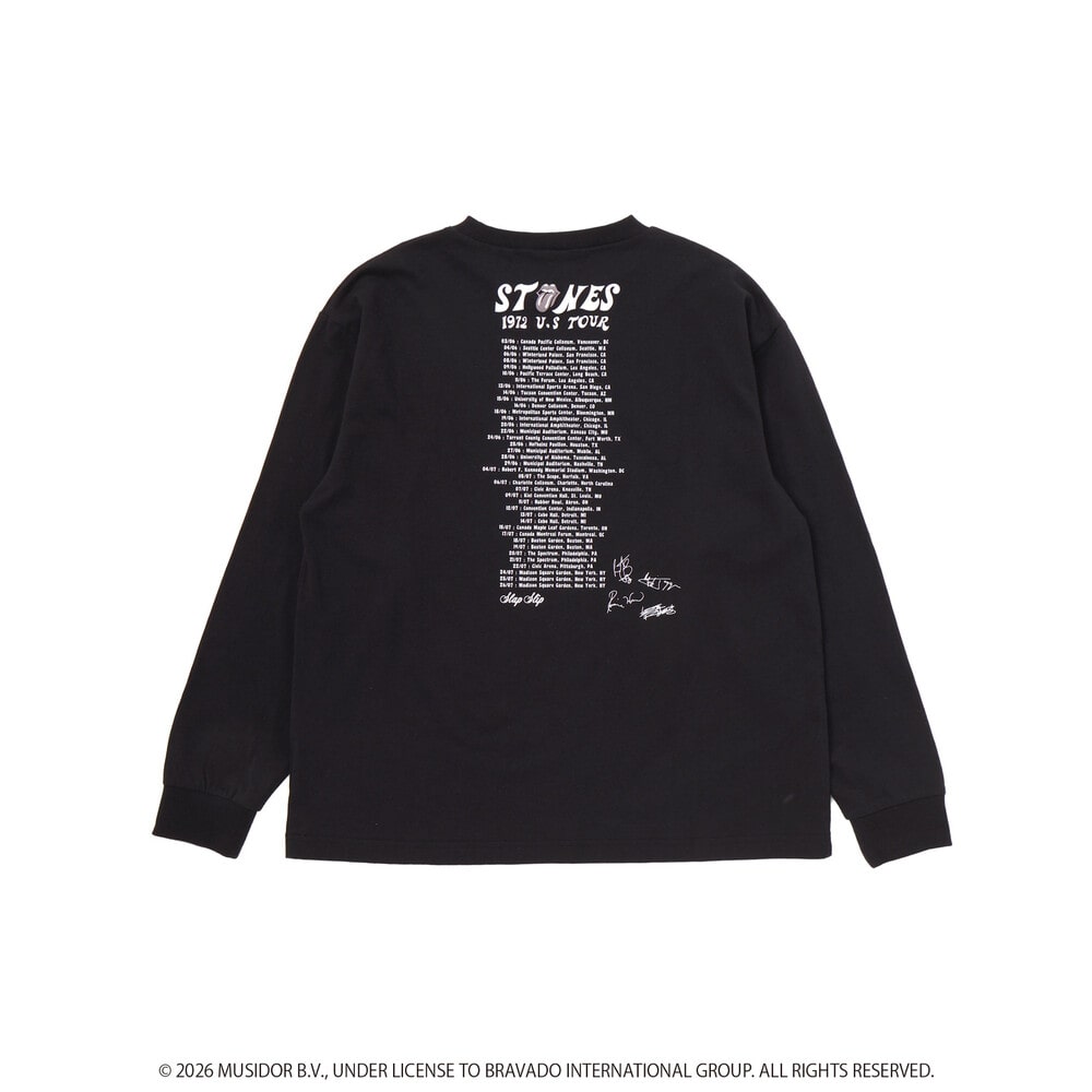 【ザ・ローリング・ストーンズxSLAP】フロントxバックロゴプリント長袖Tシャツ大人 オフホワイト ワンサイズ