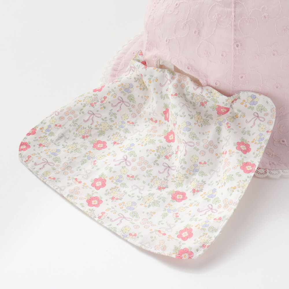 日よけ&レース付き帽子ベビー(46~48cm) ホワイト 46cm