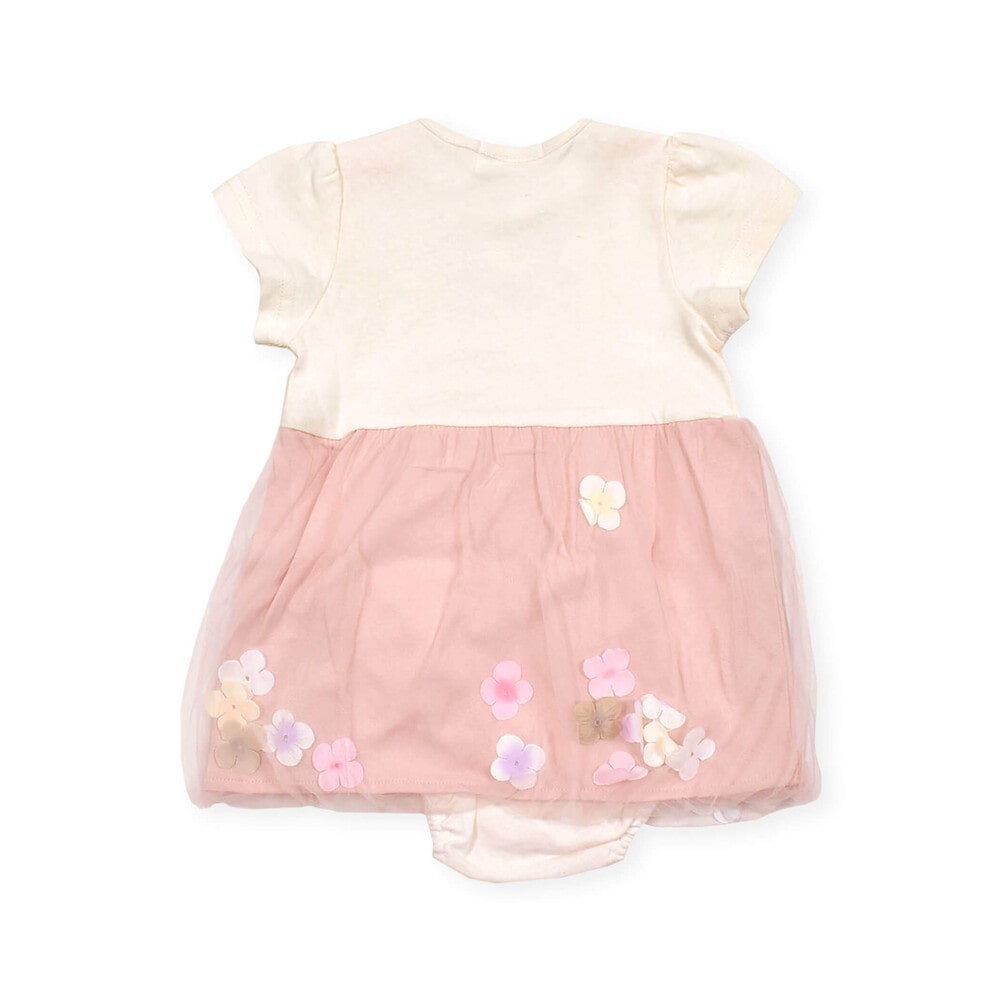 【お揃い】お花モチーフフワフワチュールロンパースベビー(70~80cm) ピンク 70cm