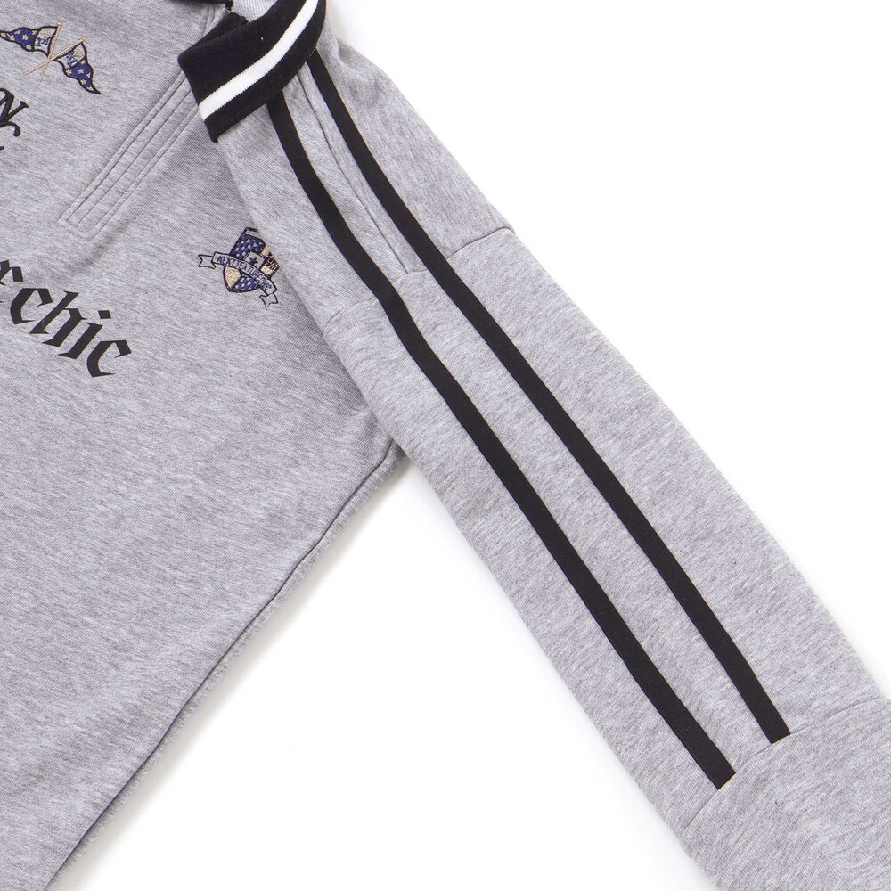 ミニ裏毛ハーフジップロゴ刺しゅうポロシャツ(110~150cm) グレー 110cm