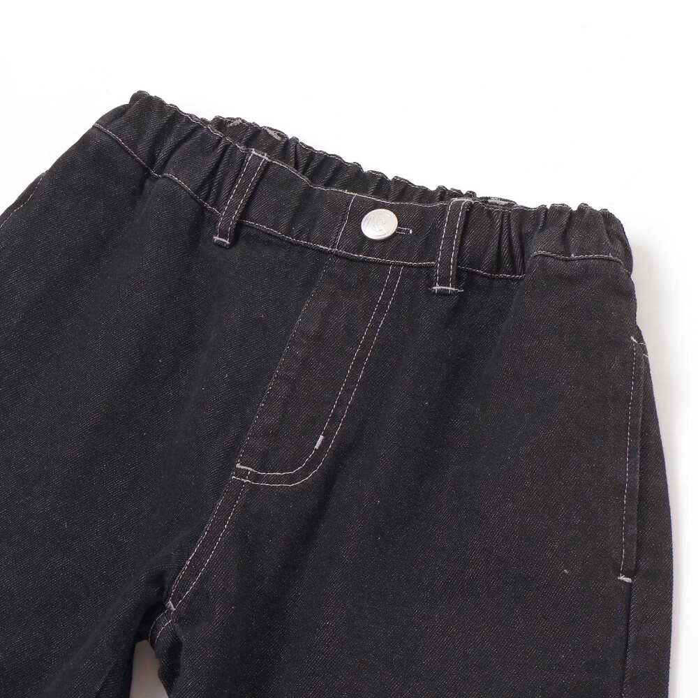 ボタンスリット開きワイドデニムパンツ(110~150cm) ネイビー 110cm