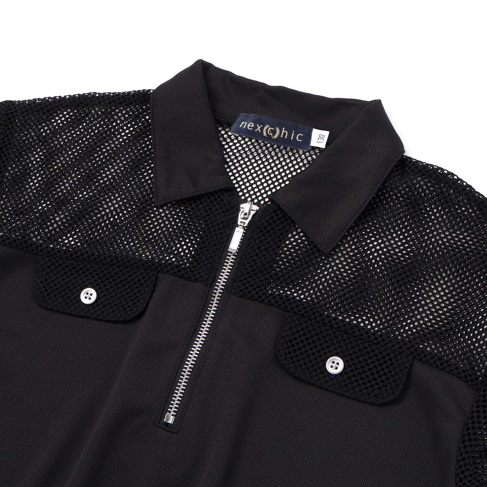 切り替えメッシュハーフジップTシャツ(110~150cm) ホワイト 110cm
