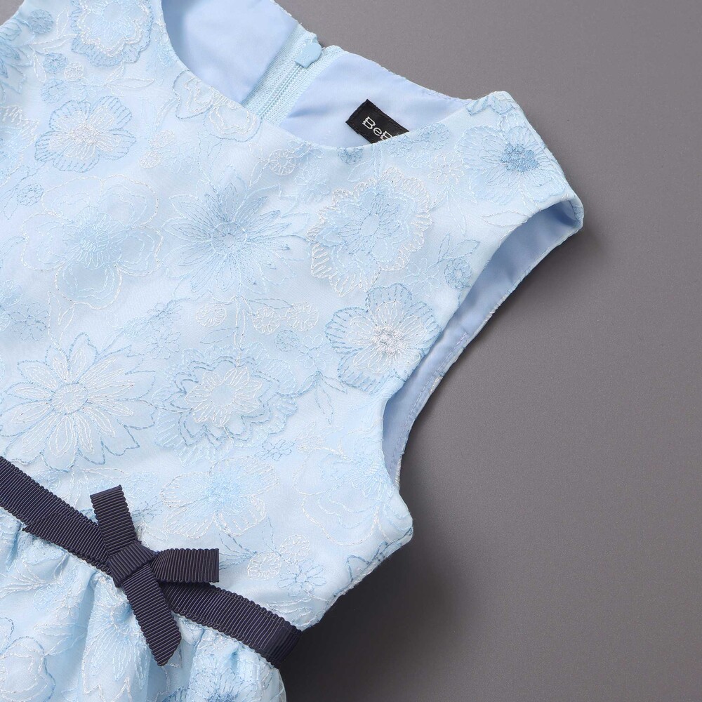 【日本製】オーガンジーフラワー刺しゅうドレス(110~130cm) ベージュ系 110cm