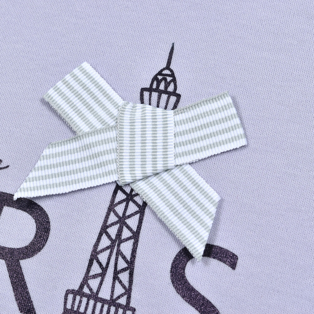 エッフェル塔プリントスカラップTシャツ(90~150cm)(90cm パープル