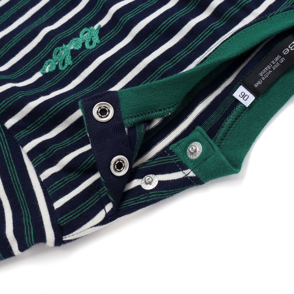 マルチボーダー天竺配色リブ長袖Tシャツ(80~90cm) レッド系 80cm