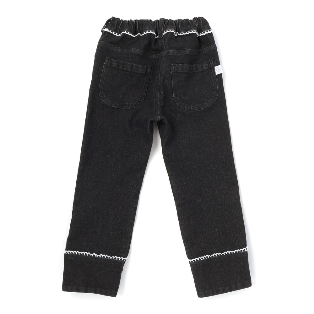 【限定商品】レースストレッチデニムロングパンツ(95~150cm) ネイビー 95cm