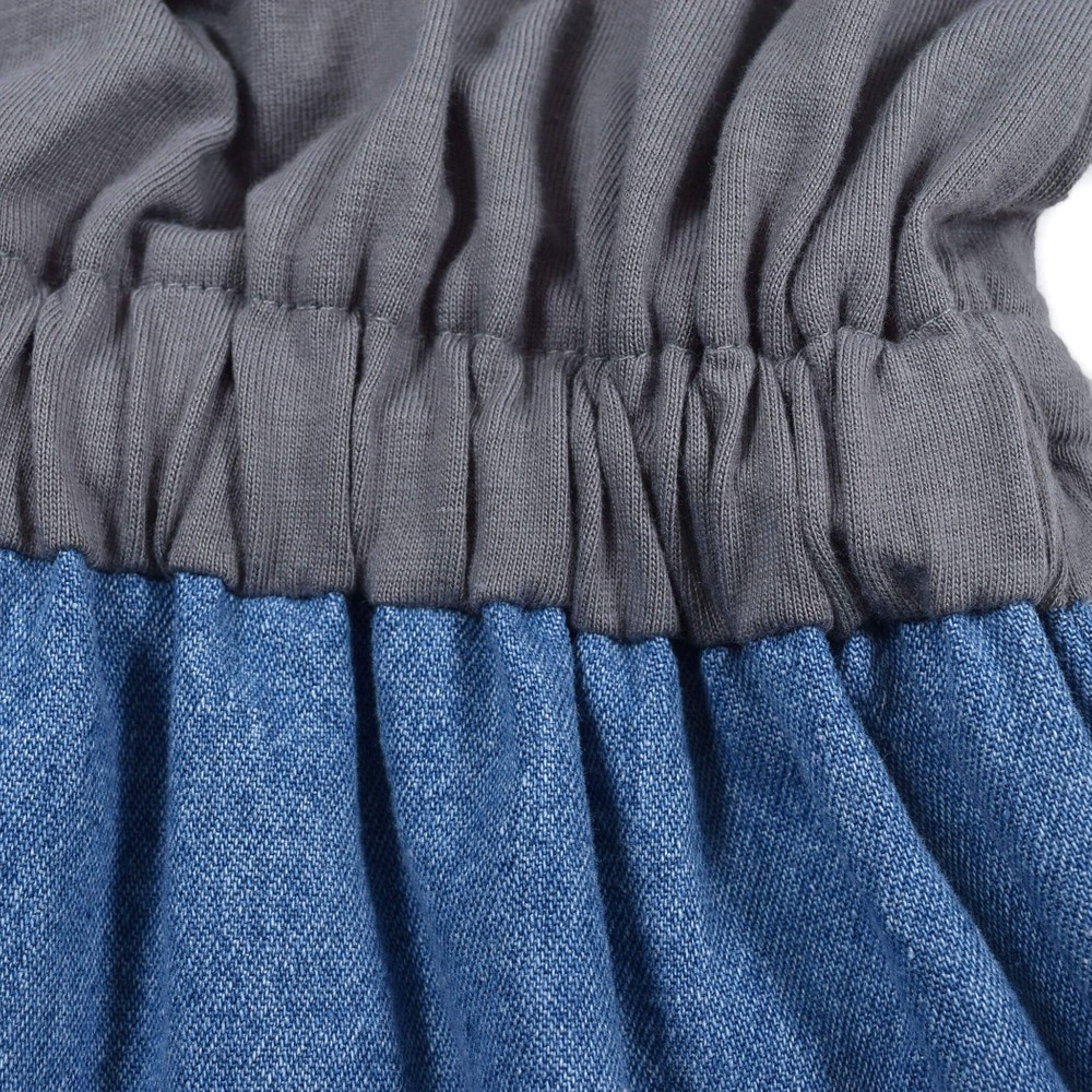 異素材 切り替え ワンピース (130~160cm) イエロー 130cm