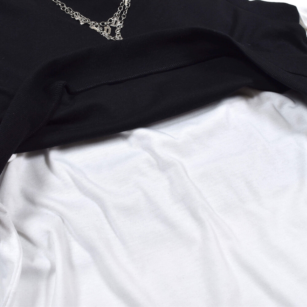 【 ニコ☆プチ 4月号 掲載 】 ネックレス付き ベスト レイヤード風 Tシャツ (130~160cm) ブラック 130cm