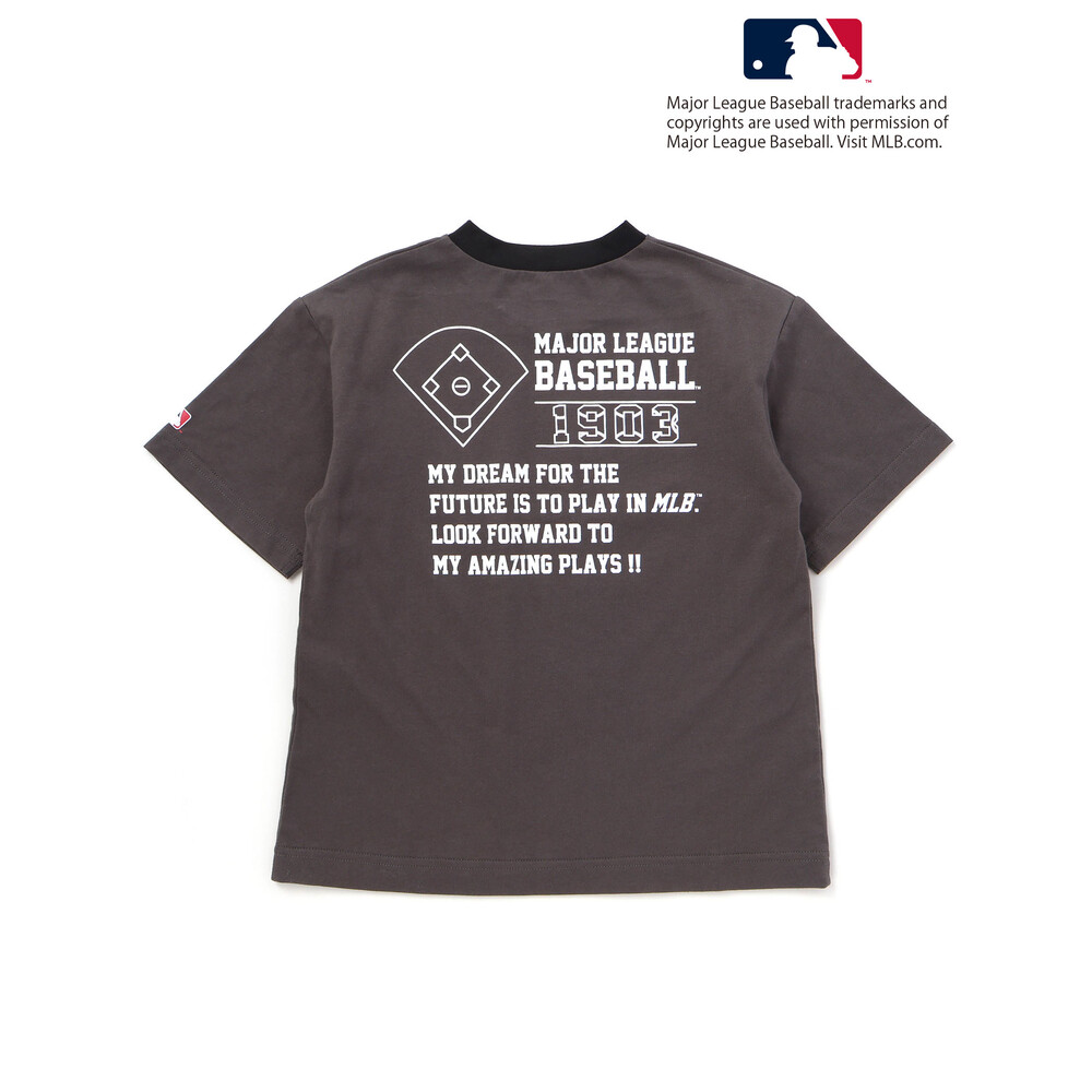 【MLB】 モチーフ VネックTシャツ(100~160cm) グレー 100cm