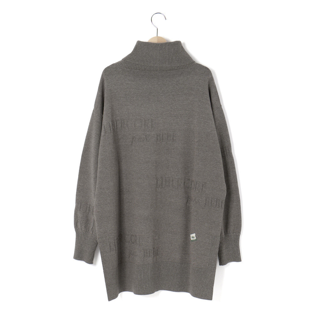 ロゴジャガードタートルネックロングセーター大人親子お揃い(145~175cm) ブラック M(145-160cm)