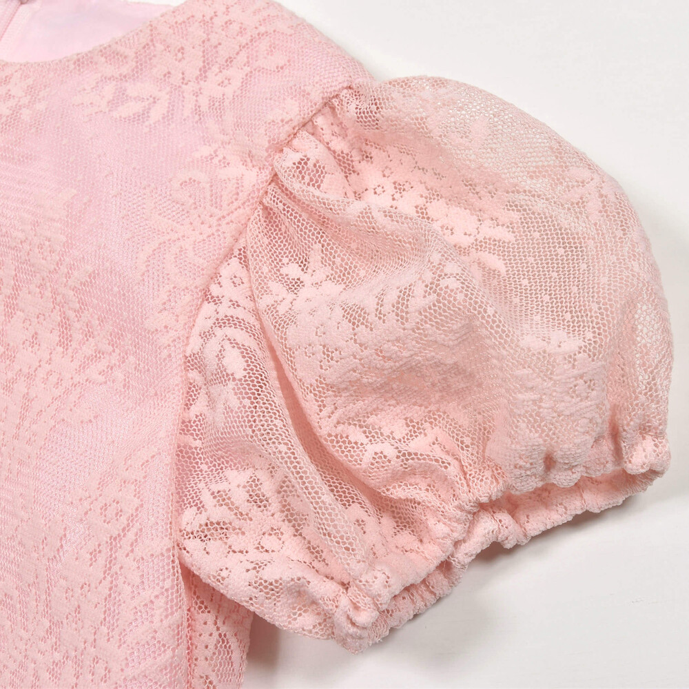 【日本製】フラワーラッセルチュールワンピース(90~130cm) ピンク 90cm