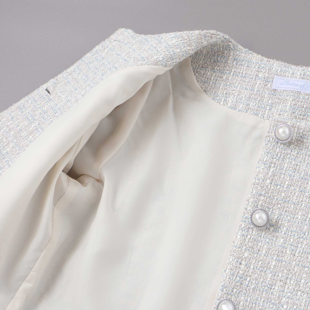 ラメ入りツイードジャケットスカートセットアップ(110~130cm) グレー系 110cm