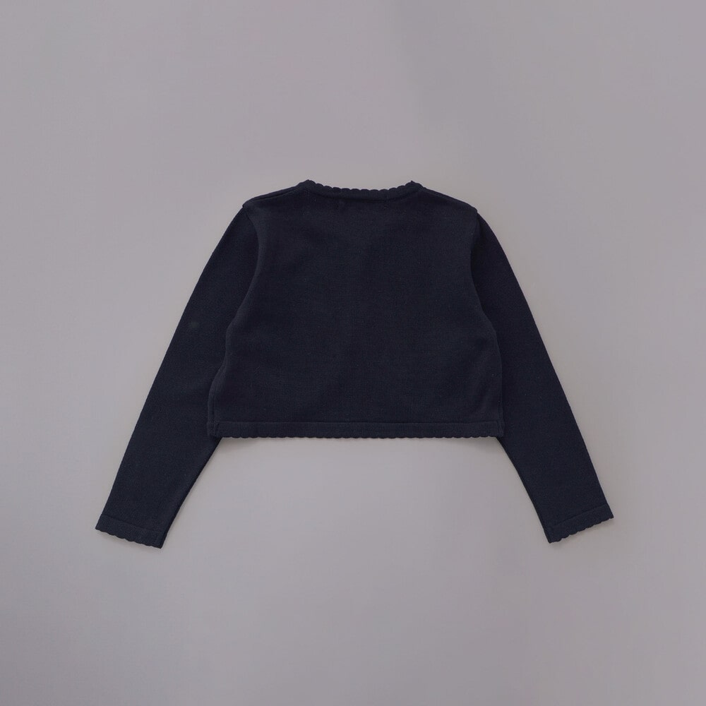 【日本製】ロゴチャーム付きニット長袖カーディガン(110~130cm) ホワイト 110cm