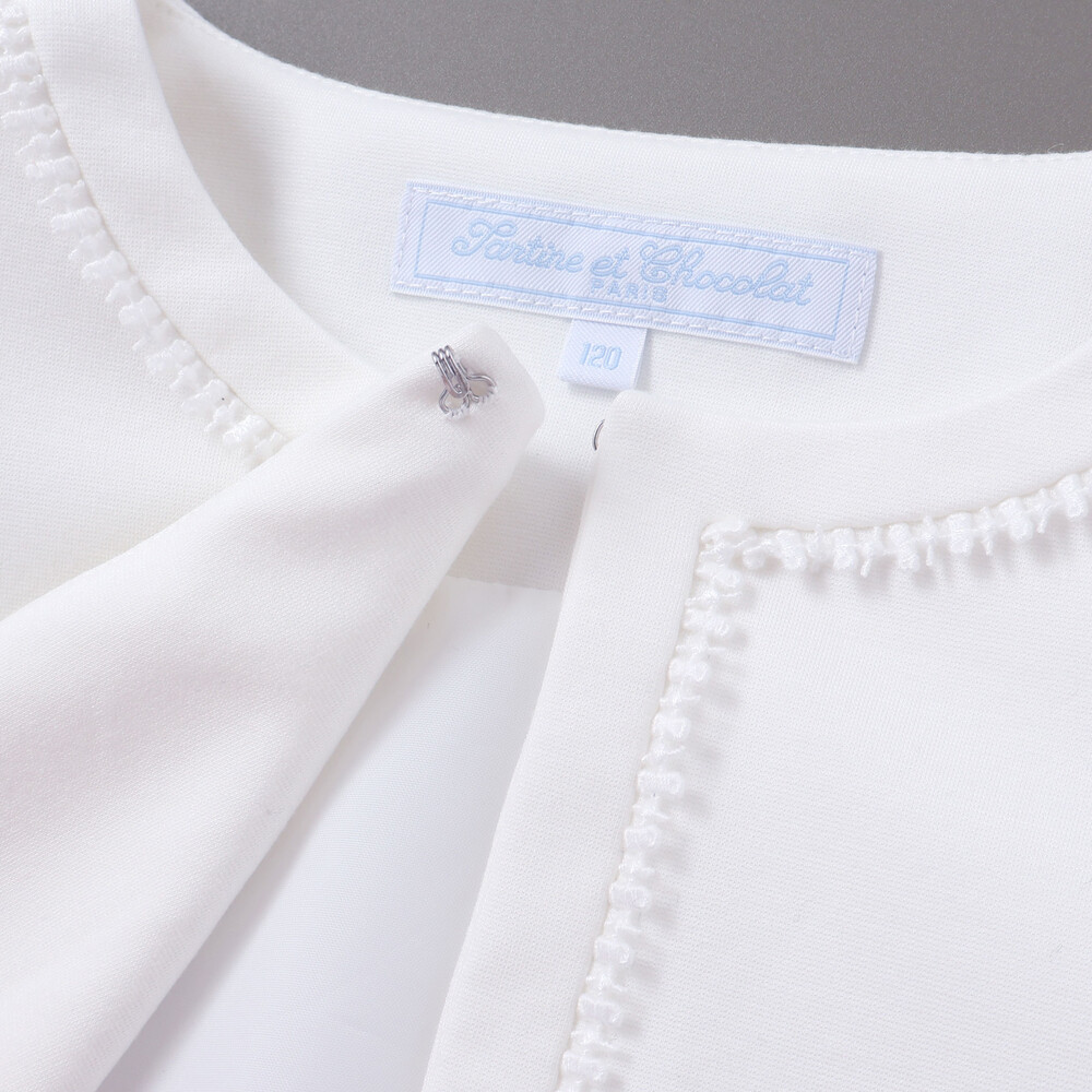 ストレッチポンチレース付きジャケット(110~130cm) ホワイト 110cm