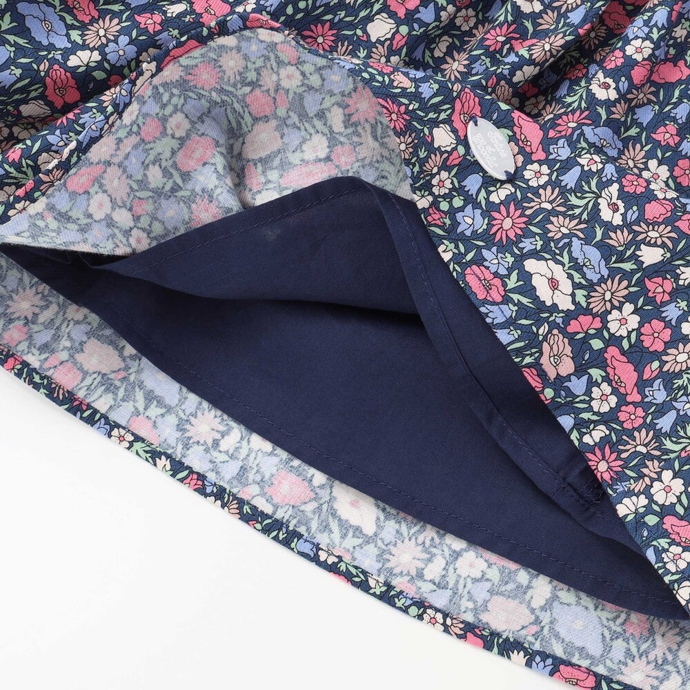 【日本製】【お揃い】リバティプリント(PETAL & DAISY)配色パイピング キュロットパンツ(100~140cm) ピンク系 100cm