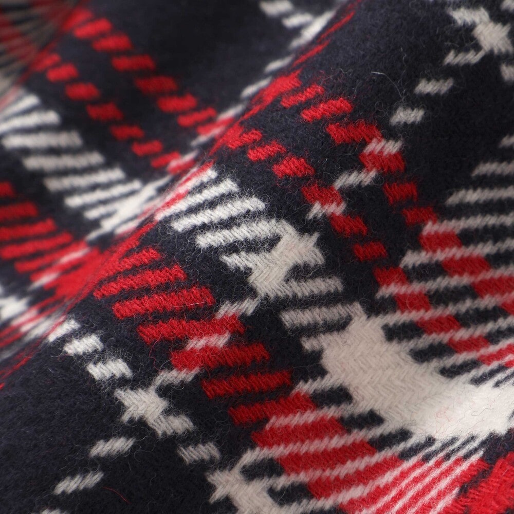 【日本製】【お揃い】ウールチェックフロントタックスカート(100~140cm) ネイビー系 100cm